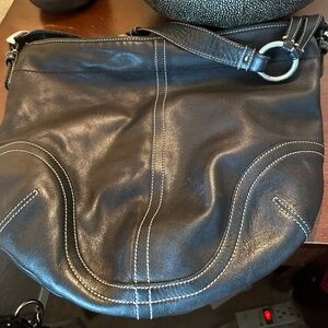 Black Coach Leather Boho Purse